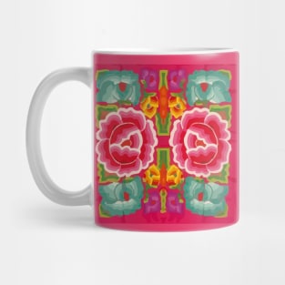 Tehuana Oaxaca Flower Embroidery bight mexican pink interior design Mug